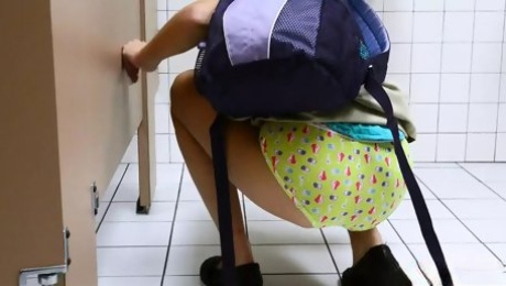 Kharlie Stone Pees and Masturbates in the School Bathroom