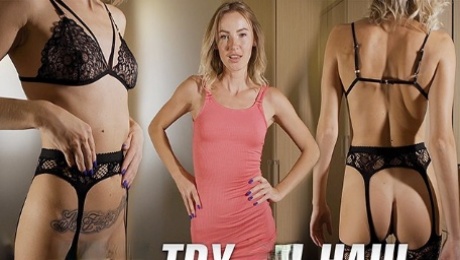Sexy TRY on HAUL - Very beautiful girl in black lingerie