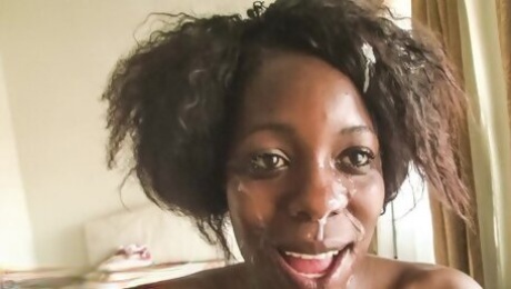 Real Black Slut Nailed Tight Ass Gets Facial In Her Interracial Anal Hardcore Casting